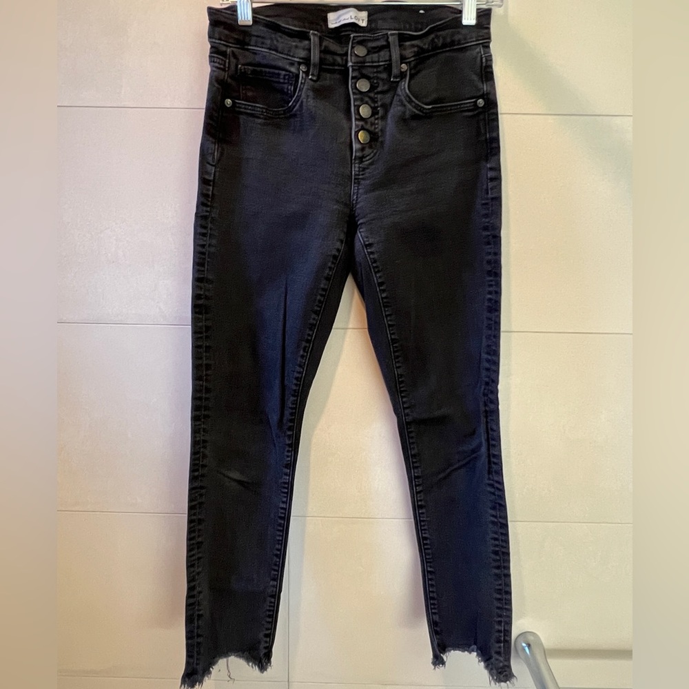 Loft Button Fly Black Denim with Raw Hem - 26